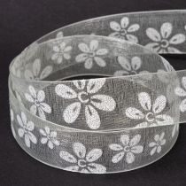 Produkt Wstążka organza, kwiatowa, prezentowa, zielona, 25 mm, 18 m