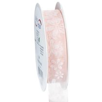 Produkt Wstążka organza, wstążka prezentowa kwiatowa, różowa, 25 mm, 18 m