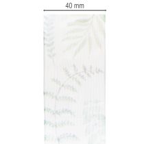 Produkt Wstążka organza, wstążka szyfonowa, gałązki liściaste, zielona, 40 mm, 15 m