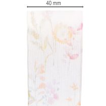 Produkt Wstążka organza, wstążka szyfonowa, kwiatowa, pomarańczowo-różowa, 40 mm, 15 m