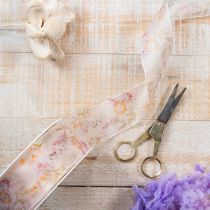 Produkt Wstążka organza, wstążka szyfonowa, kwiatowa, pomarańczowo-różowa, 40 mm, 15 m