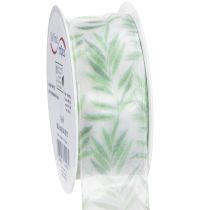 Produkt Wstążka organza, wstążka szyfonowa, zielona wstążka roślinna, 40 mm x 15 m