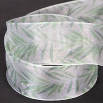 Produkt Wstążka organza, wstążka szyfonowa, zielona wstążka roślinna, 40 mm x 15 m
