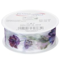 Produkt Wstążka organza, wstążka szyfonowa, tulipany papugi, fioletowa, 40 mm, 18 m
