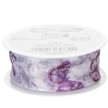 Produkt Wstążka organza, wstążka szyfonowa, motyle, fioletowa, 40 mm, 18 m