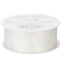 Produkt Wstążka organzowa kremowa, ozdobna w serduszka, szerokość 40mm, długość 15m
