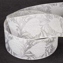 Produkt Wstążka organzowa kremowa, ozdobna w serduszka, szerokość 40mm, długość 15m