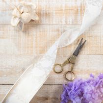 Produkt Wstążka organzowa kremowa, ozdobna w serduszka, szerokość 40mm, długość 15m