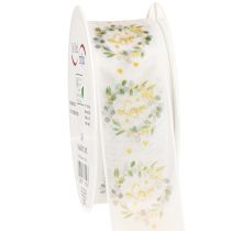 Produkt Wstążka organza do dekoracji ślubnych „Love” biała 40mm 15m