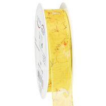 Produkt Wstążka organza z motywem kurczaczka żółta 25mm 20m
