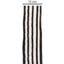 Produkt Wstążka organza w paski, wstążka prezentowa, czarna, szerokość 15 mm, długość 20 m