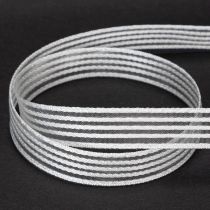 Produkt Wstążka organza w paski, wstążka prezentowa, biała, 15 mm, 20 m