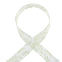 Produkt Wstążka szyfonowa z organzy, zielone liście, 40mm, 15m