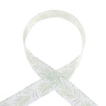 Produkt Wstążka organza szyfonowa wstążka z zielonymi roślinami 40mm 15m