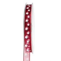 Produkt Organza wstążka z motywem gwiazdek bordo 10mm 20m