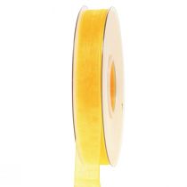 Produkt Wstążka z organzy wstążka prezentowa żółta krajka 15mm 50m