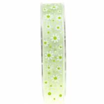 Produkt Wstążka z organzy zielona w kwiaty 20mm 20m