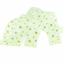Produkt Wstążka z organzy zielona w kwiaty 20mm 20m