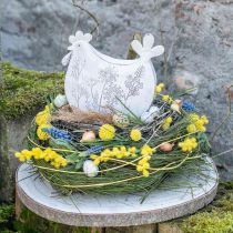 Dekoracja wielkanocna metal deco kurczak Wielkanoc biała 19,5x6,5x18cm