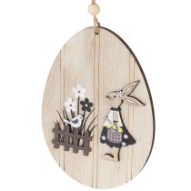 Produkt Wiszące pisanki, drewniane jajko z zajączkiem, naturalna biel, 13 cm, 6 sztuk
