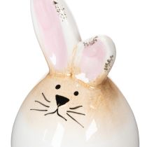Produkt Ceramiczna figurka dekoracyjna w kształcie białego jajka w kształcie zajączka wielkanocnego, Ø6 cm, wys. 11,5 cm