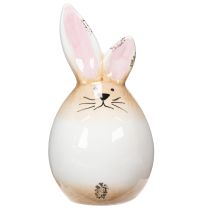 Produkt Ceramiczna figurka dekoracyjna w kształcie białego jajka w kształcie zajączka wielkanocnego, Ø6 cm, wys. 11,5 cm
