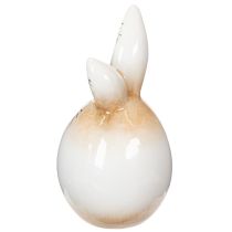 Produkt Ceramiczna figurka dekoracyjna w kształcie białego jajka w kształcie zajączka wielkanocnego, Ø6 cm, wys. 11,5 cm