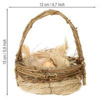 Produkt Koszyk wielkanocny z jajkami przepiórczymi sztuczny koszyk na jajka winorośl Ø12cm 2 szt