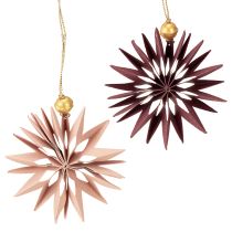 Produkt Gwiazdki papierowe, bordowy róż, do zawieszenia, Ø10cm, 4 sztuki
