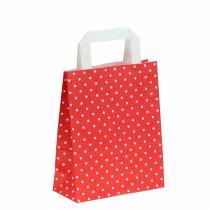 Torba papierowa czerwona w kropki 18cm x 8cm x 22cm 25szt