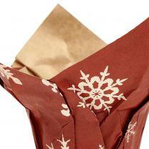 Doniczka papierowa z płatkami śniegu biało-czerwona Ø6cm 12szt.