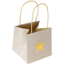 Produkt Torby papierowe z gwiazdką i uchwytem szare różne kolory 12×12×12cm 9 szt.