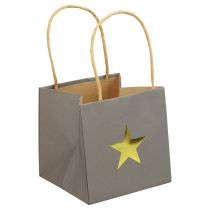 Produkt Torby papierowe z gwiazdką i uchwytem szare różne 10,5×10,5cm 9szt