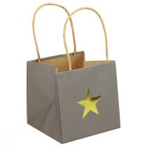 Produkt Torby papierowe z gwiazdką i uchwytem szare różne 12×12×12cm 9szt
