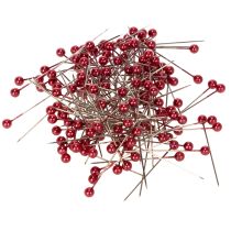 Produkt Czerwone szpilki ozdobne z perłową główką dla florystów, Ø4mm, 40mm, 150 sztuk