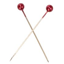 Produkt Czerwone szpilki ozdobne z perłową główką dla florystów, Ø4mm, 40mm, 150 sztuk