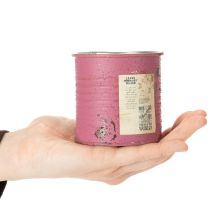 Produkt Doniczka dekoracyjna, okrągła, fioletowa, metalowa, dekoracja vintage, Ø8cm, wys.7,5cm