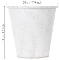 Produkt Doniczka, osłonka z ozdobami, metalowa dekoracja, kolor biały, szary Ø20,5cm wys.19,5cm