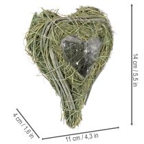 Produkt Dekoracyjne serce z naturalnej trawy z wkładką foliową, 14cm, 2 sztuki