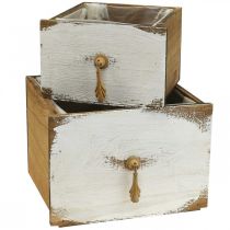 Skrzynka na rośliny drewniana szuflada Shabby Chic 14/19cm zestaw 2 szt