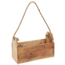 Produkt Doniczka drewniana z uchwytem, kwadratowa, juta naturalna 27x12x17cm