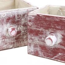 Pudełko na rośliny shabby chic dekoracyjna szuflada czerwono-biała zestaw 2 szt