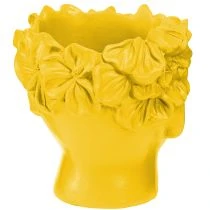 Produkt Popiersie rośliny żywica poliestrowa doniczka żółta 13,5×13×14cm