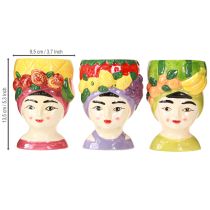 Produkt Roślina głowa dziewczynka z owocami dekoracyjna ceramiczna 13,5cm 3szt