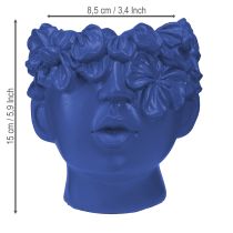 Produkt Roślina Głowa Poliresin Popiersie Doniczka Niebieski 13.5×13×14cm
