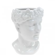 Planter Głowa Popiersie Kobieta Biały ceramiczny wazon na kwiaty H19cm