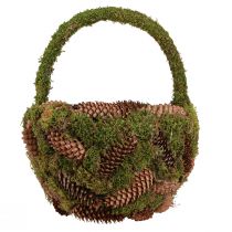 Produkt Rustykalny kosz do sadzenia z mchem i szyszkami - dekoracyjny kosz z uchwytem Ø32cm H42cm - uniwersalna dekoracja ogrodu i domu
