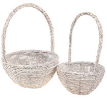 Produkt Uchwyt do koszyka na rośliny ze słomy w kolorze naturalnym białym Ø23/28, zestaw 2 szt.