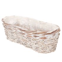 Produkt Doniczka koszykowa z wkładem foliowym, owalna, biała, 37 cm
