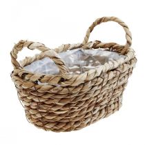 Kosz na rośliny kosz z trawy morskiej z uchwytami owalna dekoracja 23×13×9cm